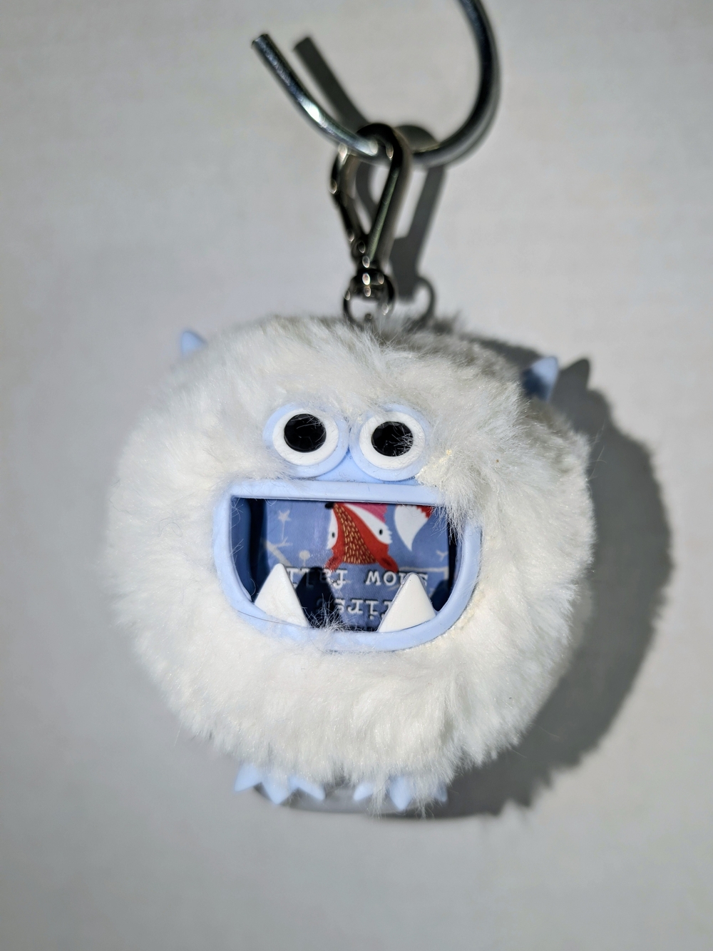 Bath & Body Works White Yeti Pom PocketBac Hand Sanitizer Holder Keychain Charm